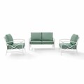 Crosley Furniture Kaplan 3-Piece Outdoor Seating Set in White with Mist Cushions KO60011WH-MI